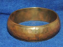 Hammered Copper Bracelet / Bangle 2.75&quot; washed / plated pillow puffy vintage - £21.23 GBP