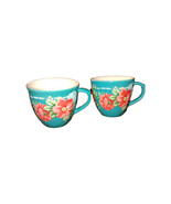 The Pioneer Woman Mug Set Floral 2 Piece 16 fl oz Teal Coffee Cup Stoneware - £19.94 GBP
