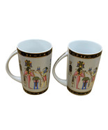 Egyptian Scene Coffee Mugs (2) Hieroglyphs 4 3/4” Pharaohs - €15,39 EUR