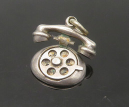 925 Sterling Silver - Vintage Old Fashioned Telephone Petite Pendant - PT18183 - £29.19 GBP
