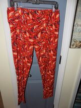 LuLaRoe Leggings Bright Orange Floral Abstract Print Size TC Leggings Wo... - $22.50