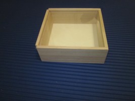 bamboo wood trinket box with lucite slide-out cover square 6.25x6.25 - £3.16 GBP