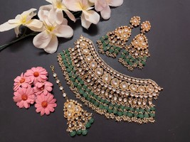VeroniQ Trends-Bollywood Style Bridal Choker Necklace-Melon Beads-Gold Plated - £315.74 GBP