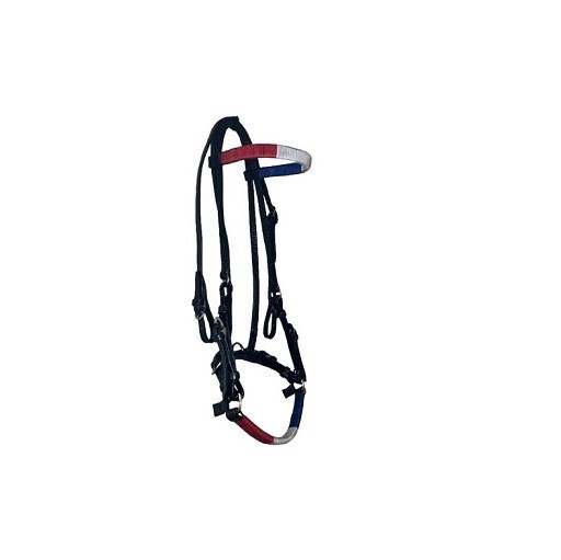 Horse Bridle With Headstall Leather Hand Crafted Red White Blue Accents ... - $43.56