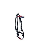 Horse Bridle With Headstall Leather Hand Crafted Red White Blue Accents ... - $43.56