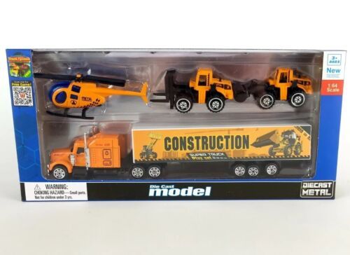 Primary image for 1:64 Diecast Construction Vehicles Playset Realist Designs Semi Heli Road Roller