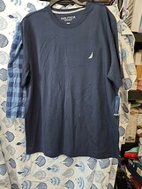 Nautica Men 2 Piece Shirt &amp; Shorts Lounge Pajama Set Size Medium Blue Plaid - $463.98 MXN