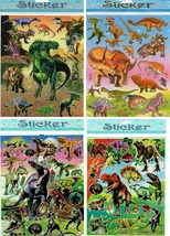 Promotion SET 4 Sheet Dino Dinosaur Kindergarten Sticker Size 25x20 cm/10x8in - £7.06 GBP