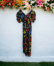 rixo Women&#39;s Size 2 Black Colorful Floral Short Dleeve Maxi Dress Long NWT - £35.77 GBP