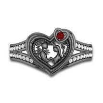 Disney Enchanted Heart In Black Nightmare Jack And Sally 925 silver couple ring - £83.91 GBP