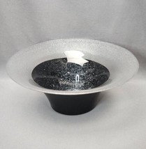 Murano? Art Glass Galaxy Cosmos Starry Night Decorative Bowl 11&quot; Silver Glittery - £90.98 GBP