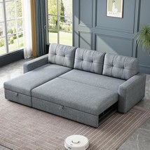 81.5&quot; L-Shaped Sleeper Sectional Sofa W/Storage Chaise And Pull, Breathable Fabr - £841.18 GBP