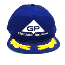 Vintage GP Fiberglass Insulation Snapback Captain Hat Cap Navy Blue Yell... - $261.62 MXN