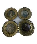 BRASS DECORATIVE PICTURES LOT OF 4 BLUE BOY &amp; PINK GIRL MADE IN ENGLAND - $16.32