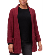 Marine Layer Birdseye Open Long Cardigan Burgundy Women Size Large Pockets - $32.73