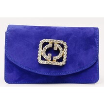 The California Sax Blue Suede Leather Handbag image 5