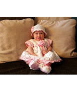 Handmade Crocheted Infant Dress - Tulip Dress, Cap, Booties Set. Perfect Shower  - $42.00