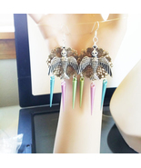 sparrow bird chandelier earrings big dangle spike drops charms animal ha... - $6.99