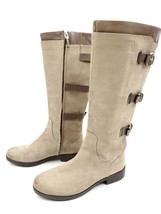 Geox Respira Taupe Leather Knee High Riding Boots Side Zip Size 36 US 6 - £27.95 GBP