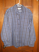 Men&#39;s ENRO Blue Plaid LS Button Front Shirt - Size L - $14.84