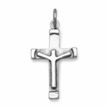 14K White Gold Finish Jesus Christ Crucifix Charm Cross Pendant Unisex Jewelry - £25.93 GBP