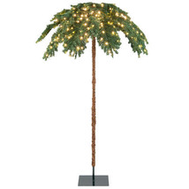 6 Feet Pre-Lit Xmas Palm Artificial Tree with 250 Warm-White LED Lights - £115.02 GBP