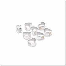 5pcs Sterling Silver Large Hole Heart Beads for Jewelry Making - 6.6x7.7mm Size - $46.52