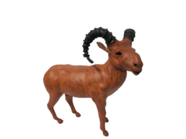 Genuine Leather Wrapped Big Horn Sheep Mountain Goat Figurine W/Glass Eyes 12.5&quot; - £38.14 GBP