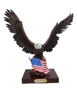 Large Wings Of Liberty Bald Eagle Set On American Flag Statue With Base 17&quot; - $183.36 CAD