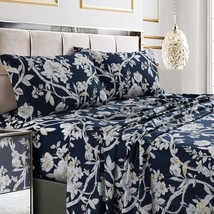 Tribeca Living Twin Bed Sheet Set, Soft Cotton Sateen Printed Sheets Flo... - £67.06 GBP