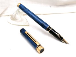 Sheaffer Targa 1080 Fountain Pen Laca Azul Cobalto Nib en Oro 14k - $129.98