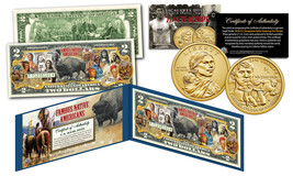 Famous Native Americans Buffalo Official Collectible $2 Bill w/ Jim Thorpe - £12.62 GBP