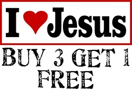 I love Jesus Bumper Sticker Vinyl Decal God Christianity Heart PACK OF 2 - £7.75 GBP