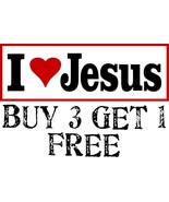 I love Jesus Bumper Sticker Vinyl Decal God Christianity Heart PACK OF 2 - £7.88 GBP