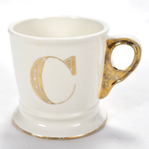 Antthropologie Monogram Mug Letter C Gold Accent White Shaving Style Cup - $21.77