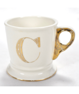 Antthropologie Monogram Mug Letter C Gold Accent White Shaving Style Cup - $410.32 MXN
