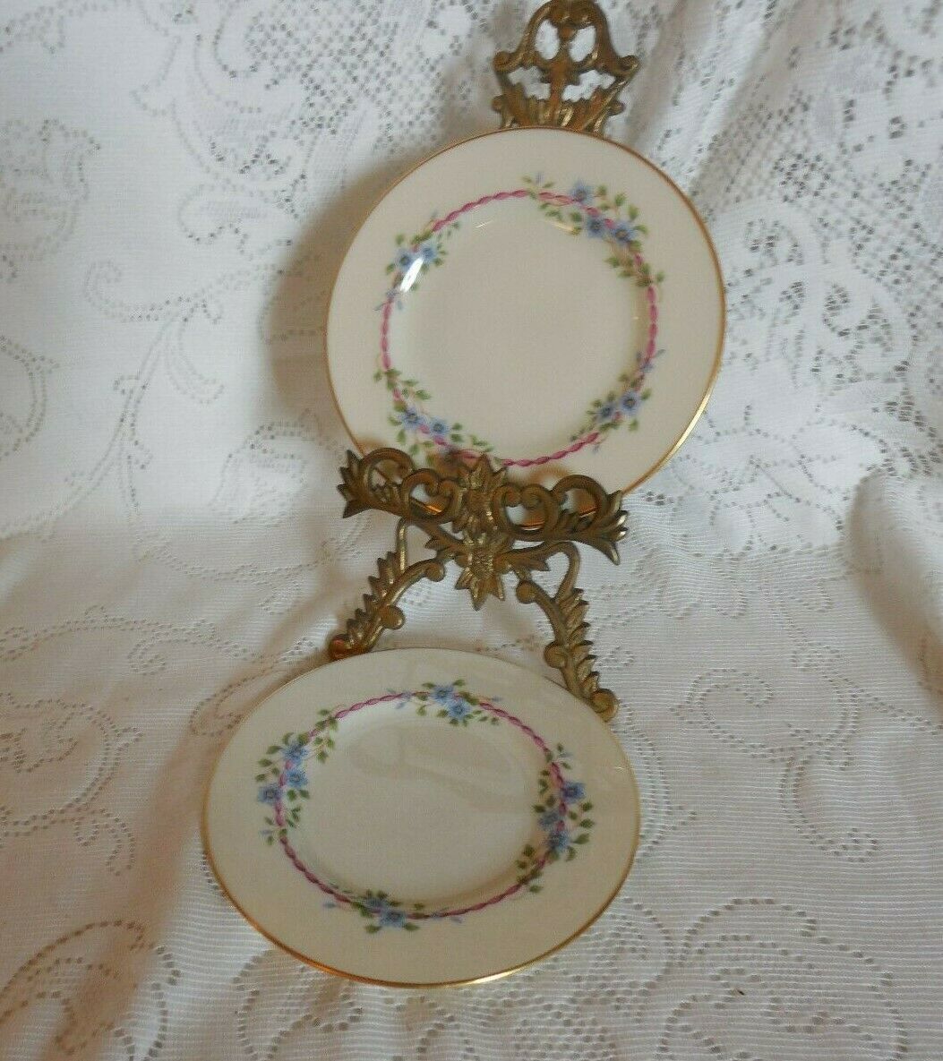 Lenox Belvidere Pink Ribbon 24K Gold Trim S-314:    2 - Bread &amp; Butter P... - $12.86