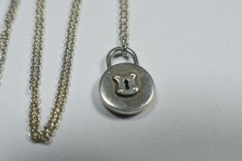 Vintage Tiffany &amp;Co Round Silver Emblem Padlock Lock &amp; Chain Necklace 16&quot; - $261.25