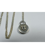 Vintage Tiffany &amp;Co Round Silver Emblem Padlock Lock &amp; Chain Necklace 16&quot; - $4,808.96 MXN
