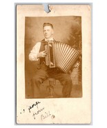 RPPC Man With Accordion Horwich Studio View San Francisco CA UNP Postcar... - €15,30 EUR