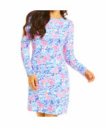 NWT Ladies IBKUL FLAMINGO Pink Blue Long Sleeve Crew Golf Dress - Size L - $1,525.77 MXN