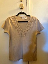Chico’s Sparkly Short-Sleeved Shirt - Size 2 - £23.59 GBP
