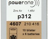 Power One Size 312 Hearing Aid Batteries - 50 x 6 Packs = 300 pcs. - £78.68 GBP
