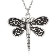 Sterling Silver Fancy Oxidized Dragonfly Pendant - £62.12 GBP