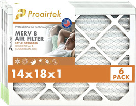 Proairtek AF14181M08SWH Model MERV 8 14x18x1 Air Filter (Pack of 6) - £67.93 GBP