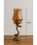 Vintage Amber Glass Lamp with Brass Dolphin Base – Art Deco Style Table ... - €213,14 EUR