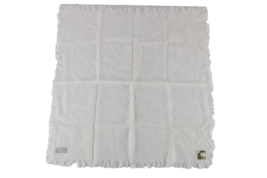 Deadstock Vintage 70s Fringed Crochet Knit Bandana Scarf Wrap White Japan - $29.65