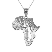 White Gold Africa Tree of Life Pendant Necklace - £160.52 GBP+