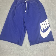 Vitg Nike Sweat Shorts Mens L Retro Blue Big Swoosh Sportswear Fleece Tr... - £19.34 GBP