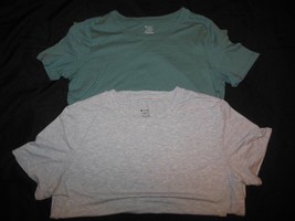 2 Ladies Members Mark T Shirts Large Green and Gray - £8.58 GBP